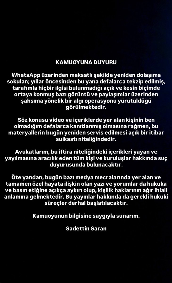 birliktefb's tweet image. Sosyal medyada yayılan dezenformasyon içerikli paylaşımlara ve Başkanımız Sadettin Saran'a yönelik itibar suikastına dair Sayın Başkanımız Sadettin Saran'ın açıklaması: