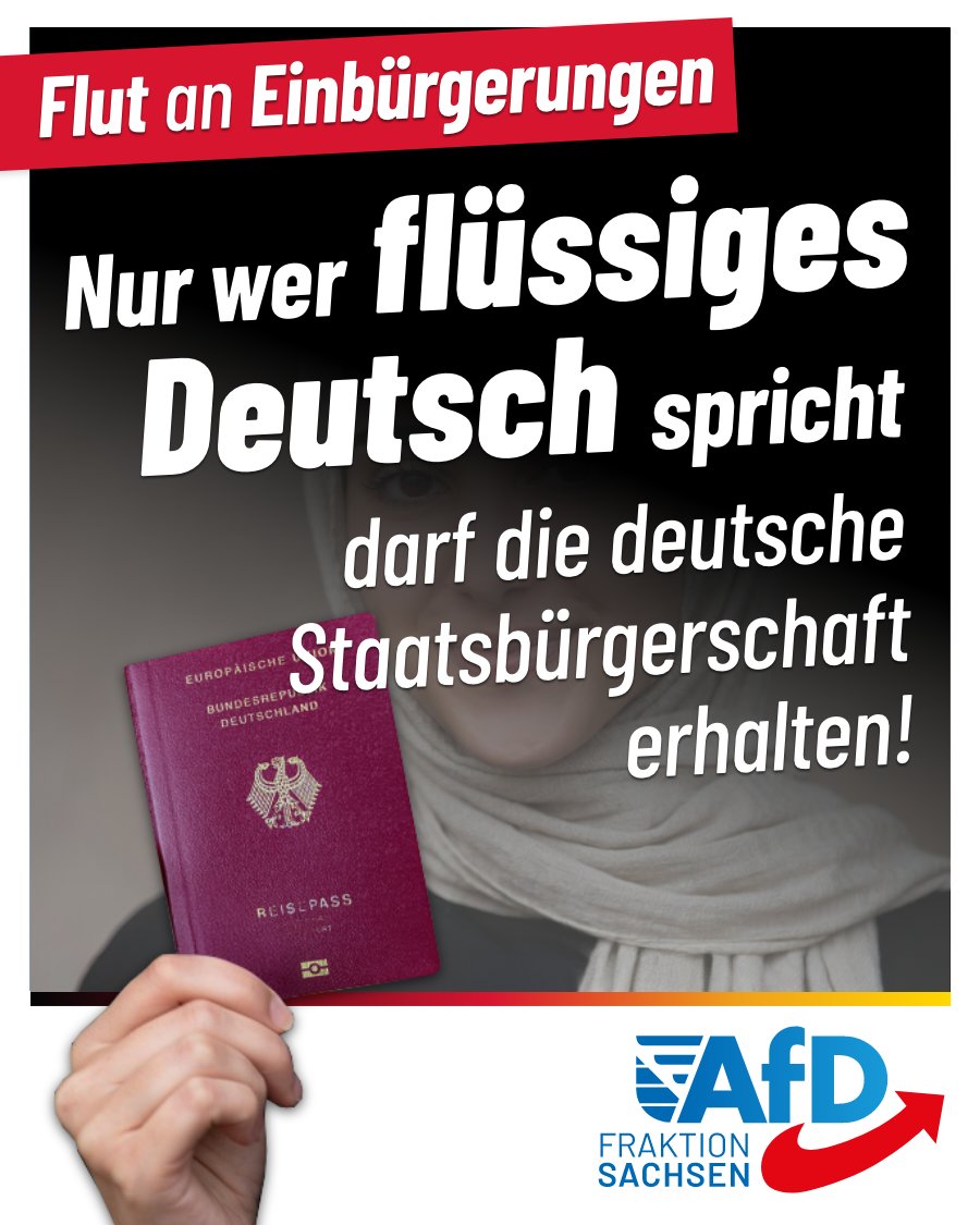 Moin!

Nur wer flüssiges Deutsch kann oder hat, z. B. in Form von Buchstabensuppe, darf laut #AfD-Sachsen die deutsche Staatsbürgerschaft erhalten.

Nennt man dann geschriebenes Deutsch festes Deutsch, weil früher Steintafeln verwendet wurden? Was wäre dann gasförmiges Deutsch?