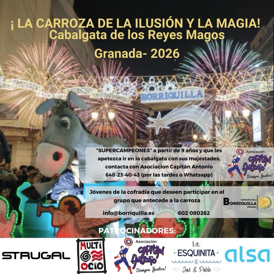 ✨🎄 Vuelve la #Carroza de la Ilusión y la Magia 🎄

Este 5 de enero, volvemos a llenar de sonrisas, ilusión y esperanza la #CabalgatadeReyesMagos de <a href="/aytogr/">Ayuntamiento de Granada</a> 

Una carroza que representa la lucha contra el #cáncerInfantil con <a href="/ACapitanAntonio/">Asociación Capitán Antonio</a> 💙👑

➕bit.ly/3Lbv5Bs