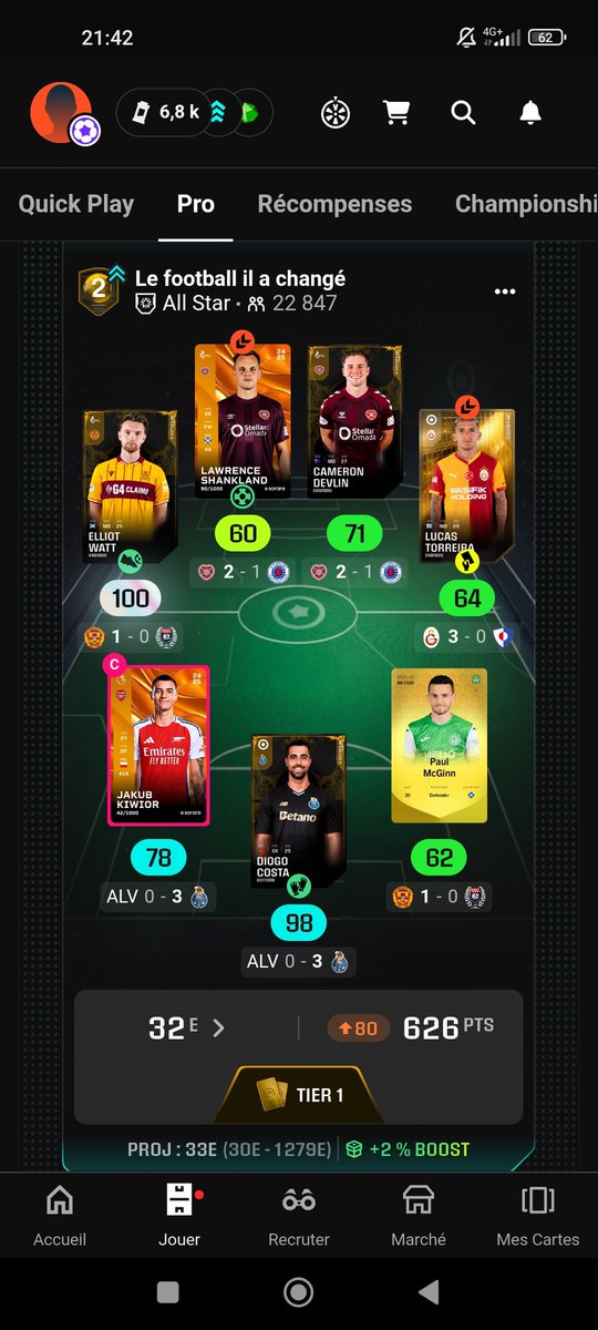 J'ai pas voulu prendre le risque avec tous mes attaquants pas dispo ce we pour la streak 3 en challenger (j'aurais peut être dû) donc je me retrouve avec une très belle all star