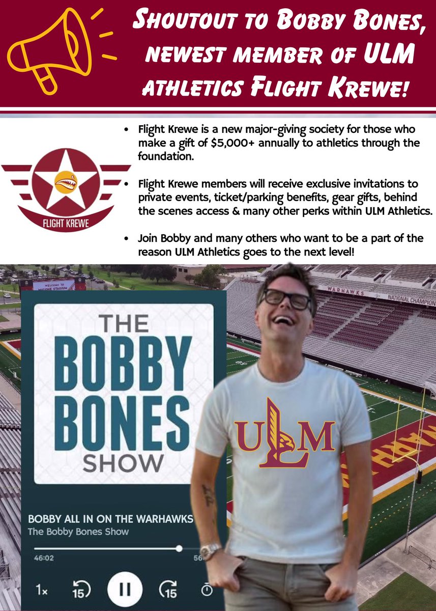 ULMWarhawks's tweet image. Looking forward to the Flight Krewe taking us to new altitude in 2026. They’re in the Krewe, are you?

#TakeFlight🛫