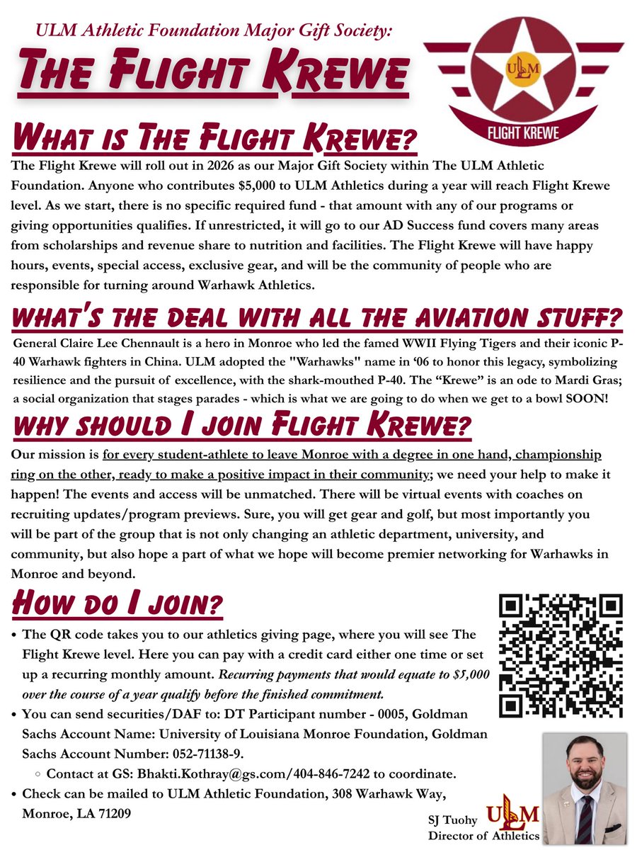 ULMWarhawks's tweet image. Looking forward to the Flight Krewe taking us to new altitude in 2026. They’re in the Krewe, are you?

#TakeFlight🛫