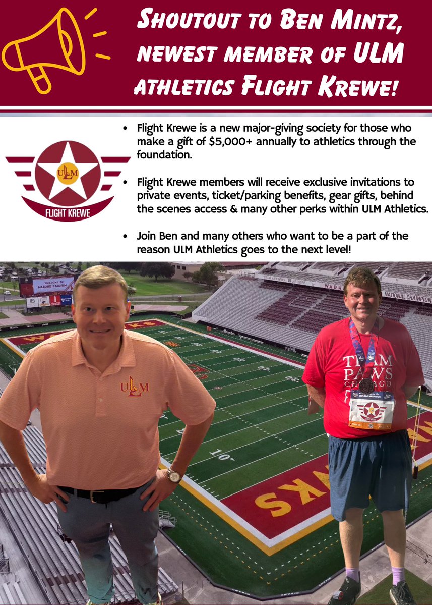 ULMWarhawks's tweet image. Looking forward to the Flight Krewe taking us to new altitude in 2026. They’re in the Krewe, are you?

#TakeFlight🛫