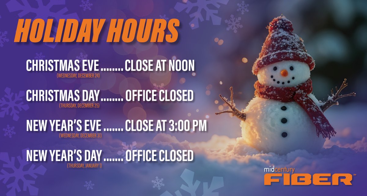 🎄 Holiday Hours Update 🎄
As we celebrate #Christmas and ring in the #NewYear, our business hours will be slightly adjusted ✨As always, our 24/7 tech support is available by calling 309-778-3278 and choosing option 1.
