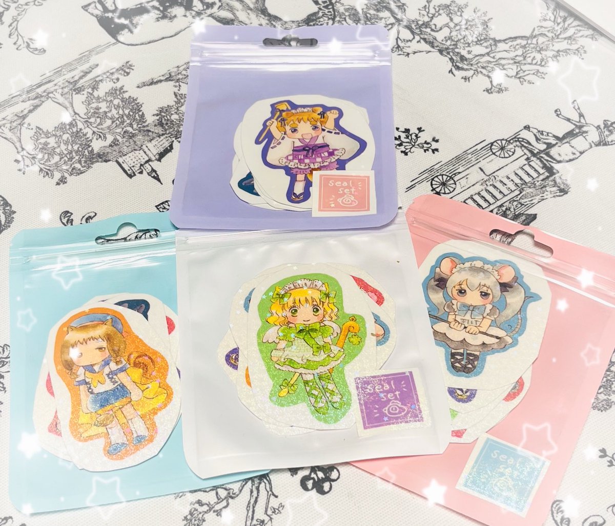 キサラページ 魔法少女シールセットです🪄💫 ハッピークローバー、サラ、 ビオラ