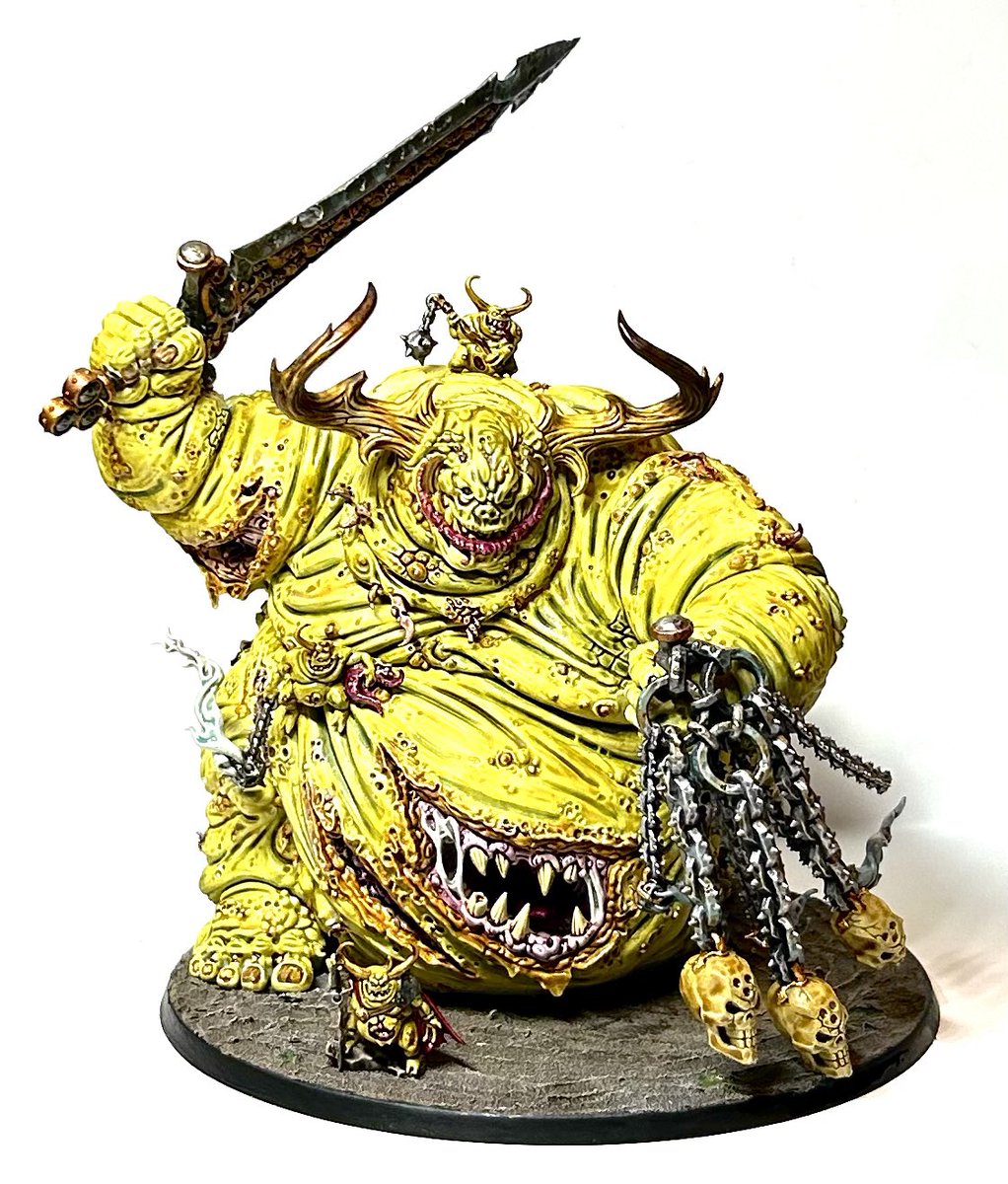 averagepaints's tweet image. Finished painting the Great Unclean One and had a lot of fun with Contrast paints! The best bit about Nurgle though is all the little guys! #WarhammerCommunity #PaintingWarhammer