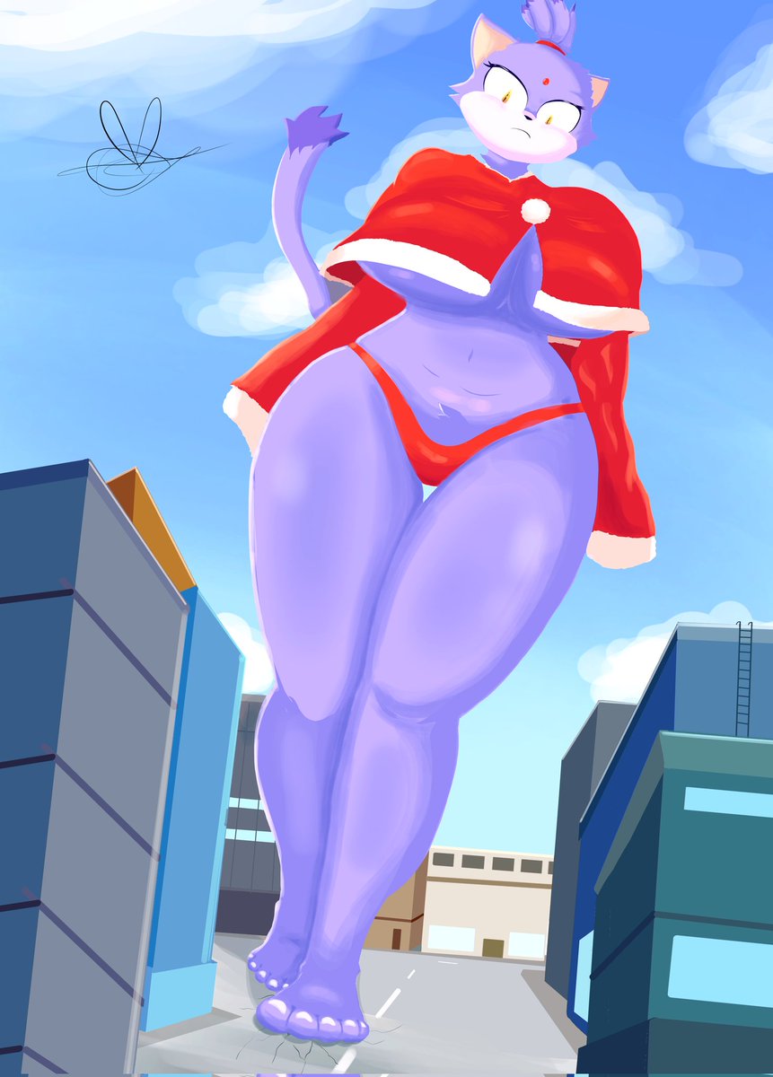 #Navidad2025 #furryartwork #furryfandom #BlazeTheCat #GiantessGrowth #sizetwtter #Christmas #fanart :3