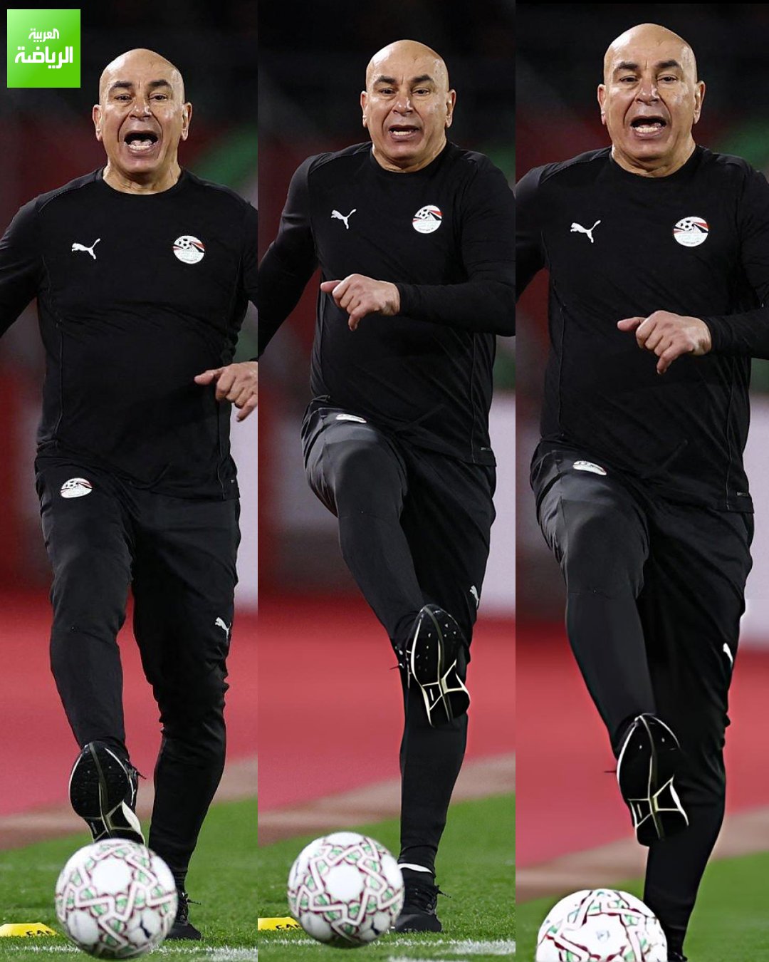 انفعال حسام حسن مدرب منتخب مصر خلال مواجهة زيمبابوي في أمم إفريقيا 