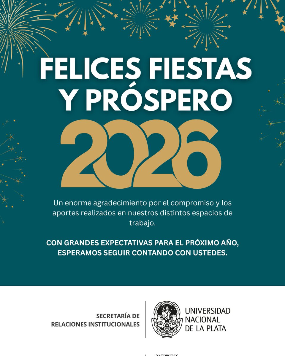 ¡Felices Fiestas y próspero 2026! 🥂✨️
Un enorme agradecimiento por el compromiso y los aportes realizados en nuestros distintos espacios de trabajo.
Con grandes expectativas para el próximo año, esperamos seguir contando con ustedes. ❤️🙌