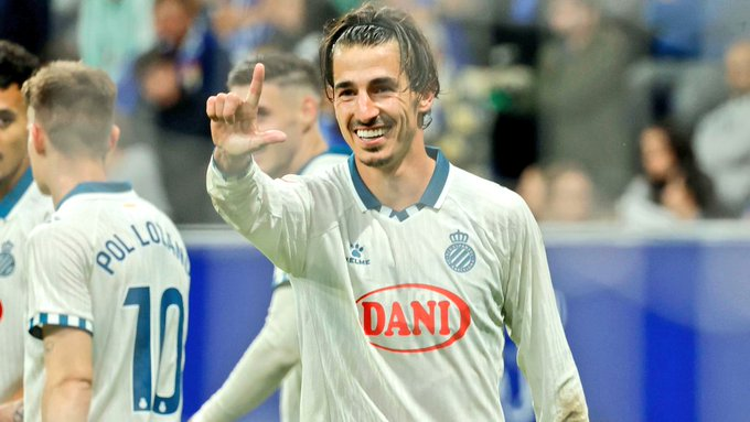 Pere Milla celebrates his goal in the second half.