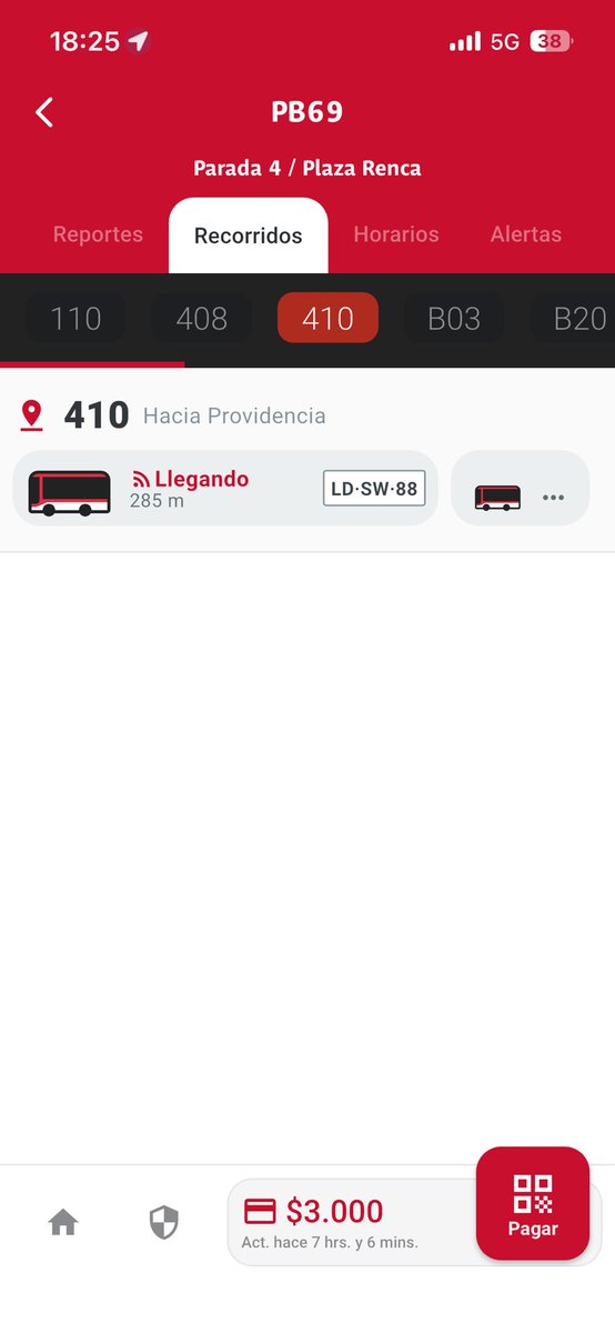coniperez's tweet photo. Micros fantasmas: en la app aparecen en camino y no llegan. Literalmente no pasan por donde dice y desaparecen del mapa. Segunda vez que me pasa lo mismo con recorrido 410 desde Plaza de Renca @DTPMet @MTTChile @MTTStgo https://t.co/OMX5z9txpj