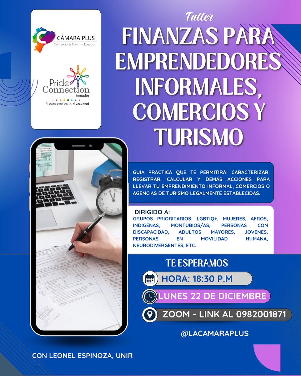 🌟💫¡Saca cuentas y haz crecer tu negocio!” 📈🙌

¿Tienes un puesto, un local o vendes tus servicios y sientes que la plata no rinde? ¡Este taller es para ti! No importa si recién estás empezando o si ya tienes tu agencia de turismo, aquí hablamos en sencillo

#EmprendedoresPlus