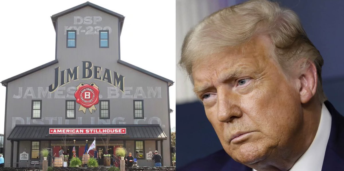 OccupyDemocrats's tweet image. BREAKING: Trump’s tariffs claim their latest victim — Jim Beam SHUTS DOWN its flagship distillery for all of 2026.

Pour one out for American bourbon—because the hangover just got real.

Jim Beam, one of the most iconic names in the American whiskey industry, is slamming the…