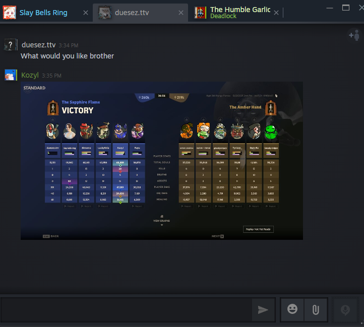 So me Fuyu and a Steam bud of mine just got out of a crazy Deadlock game