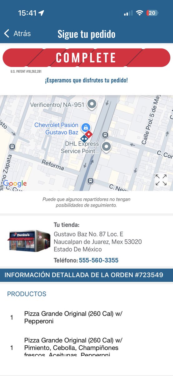 Marianasade's tweet photo. Marca entregada y yo no he recibido nada @DominosPizzaMex https://t.co/vmvHbPLNsP