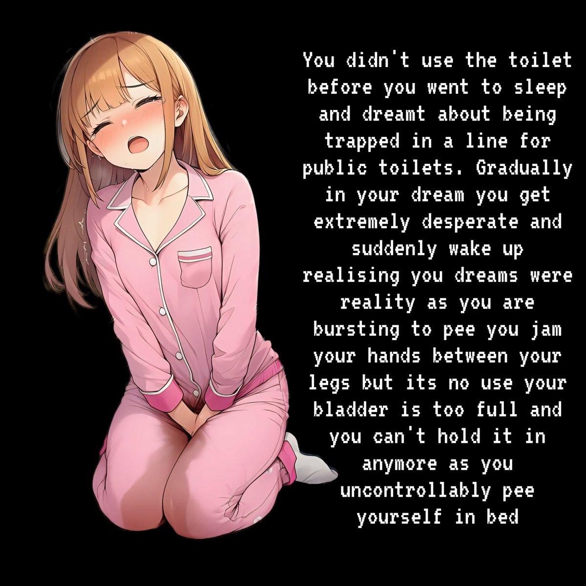 Unknowingly been holding yourself for hours and woke up because your at your breaking point and you cant even hold it in another minute