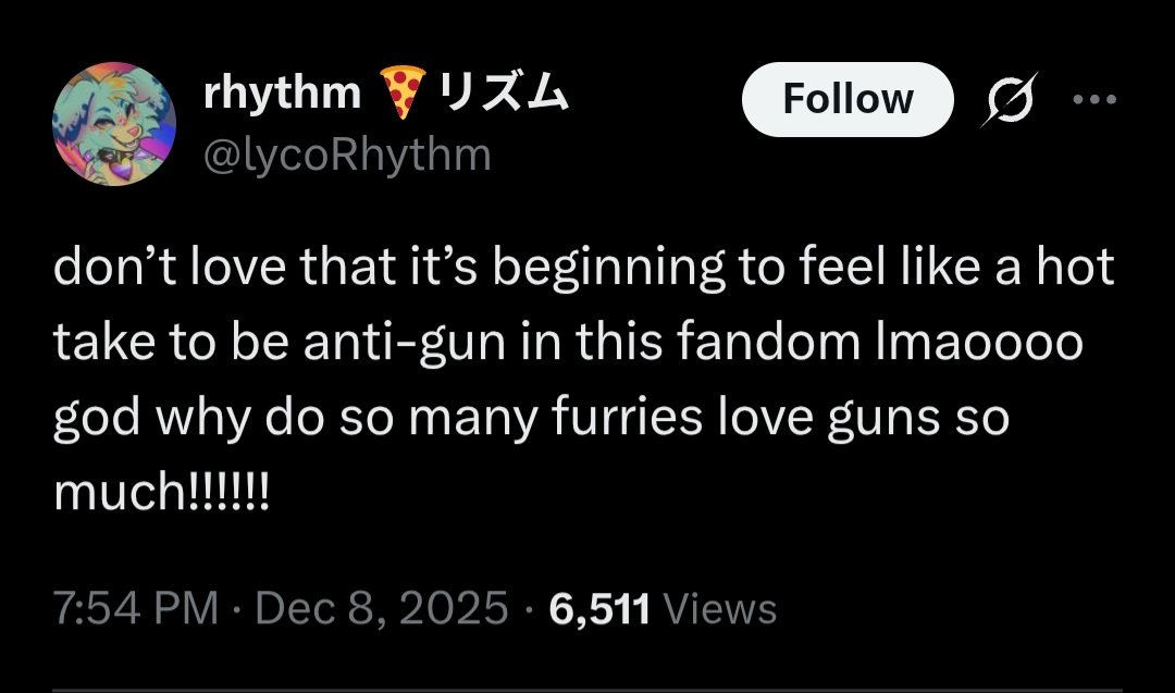 _Hazardous_Wolf's tweet image. I love that it's beginning to feel like a hot take to be anti-gun in this fandom lmaoooo