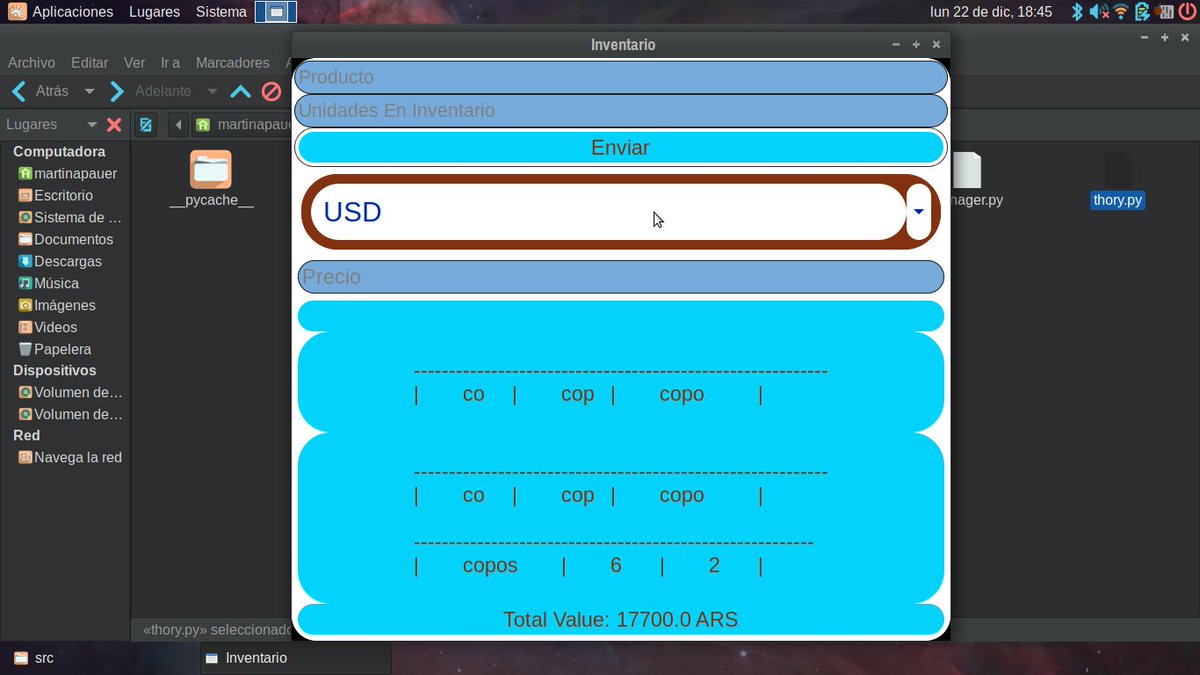 martupauer's tweet image. Actualización de divisas en mi #software de inventario en #python y comenzando a agregar versión en #flask para montar la web reutilizando el código HTML que ya tenía adaptado a como va a ser. v3.10.14

github.com/martina-pauer/…