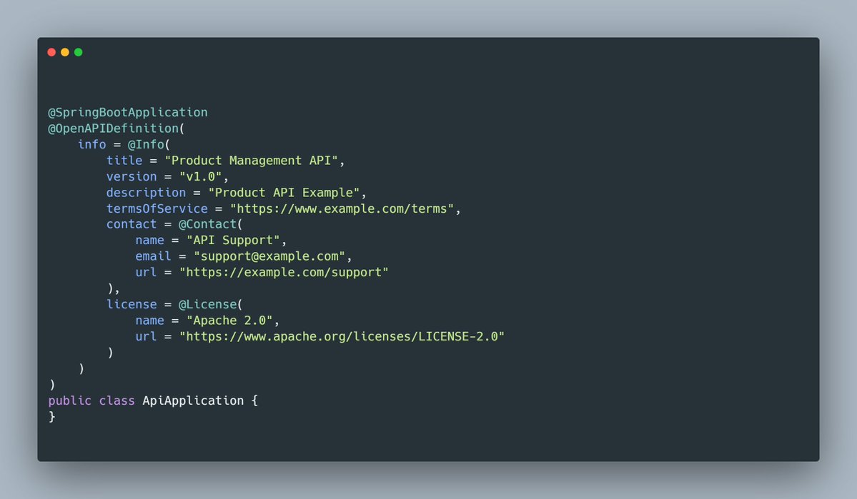mario_casari's tweet image. 🚀 SpringBoot: You can add global OpenAPI metadata with @OpenAPIDefinition. 

✅ Put it on your main Spring Boot application class, or a dedicated configuration class
#SpringBoot #JavaDev