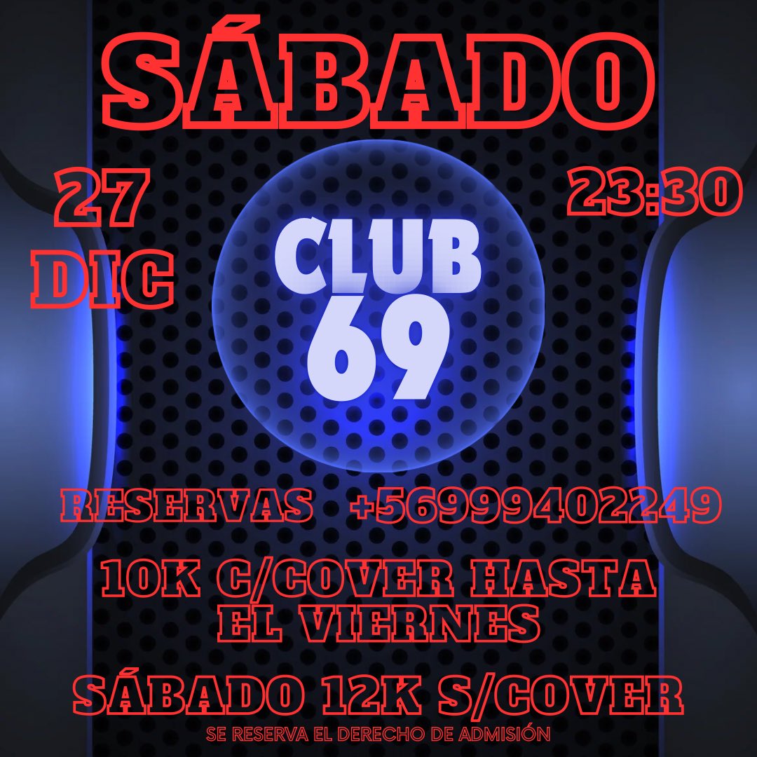 Desde las 23:30 hrs.

- Barra
- Baños
- Mobiliario morboso
- Zona fumadores
- Zonas cruising
- 1er y 2do. piso climatizados sin estufas
- Lockers gratis con candado para tus cosas
- Higiene, limpieza y comodidad

#gaychile🇨🇱 #gaychilesantiago #santiagogay #santiagogaychile