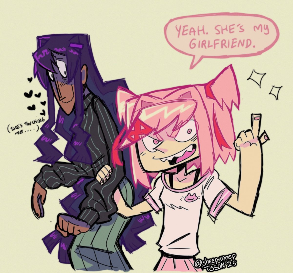 sheepaneep's tweet image. natsuki and yuri the lesbians that they are #ddlc #natsuri