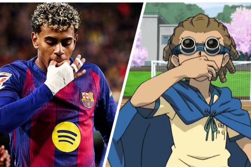 ManagingBarca's tweet image. ❗️Lamine Yamal’s celebration with the whistling gesture was not meant to provoke Villarreal’s fans, but rather as a tribute to the famous anime and manga series Inazuma Eleven, specifically the celebration of a move by the character Kidou Yuuto. 

[@marca]