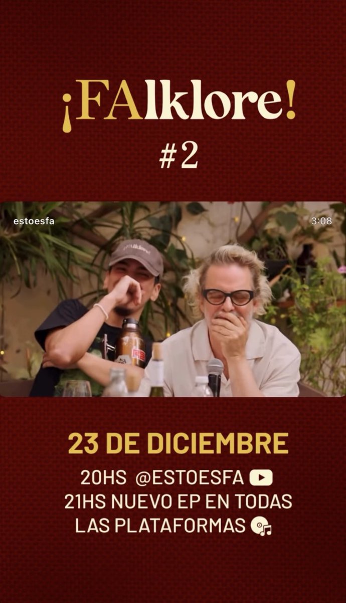 MiloJPeruvian's tweet image. FAlklore! #2 🔥🔥
El 23 de diciembre a las 8pm +
9pm nuevo ep. en todas las plataformas

(6:00pm hora Perú)
