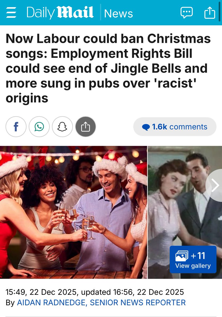 Even the Christmas classic Jingle Bells isn’t safe from this government.

The Employment Rights Act “banter ban” could spell the end of festive sing-alongs in pubs, amid fears that staff may be upset by “offensive” lyrics.

Employers are under a new obligation to take “all