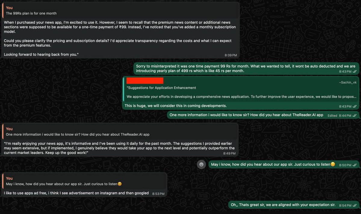 midhun_thomson's tweet photo. Today, a genuine escalation on https://t.co/RklTMddTB3 felt good.
Deep conversations, transparency, and closing the loop bring real peace.
Listening > fixing fast.
#FounderLife #CustomerFirst #BuildInPublic #TheReader https://t.co/IasRjGND2B