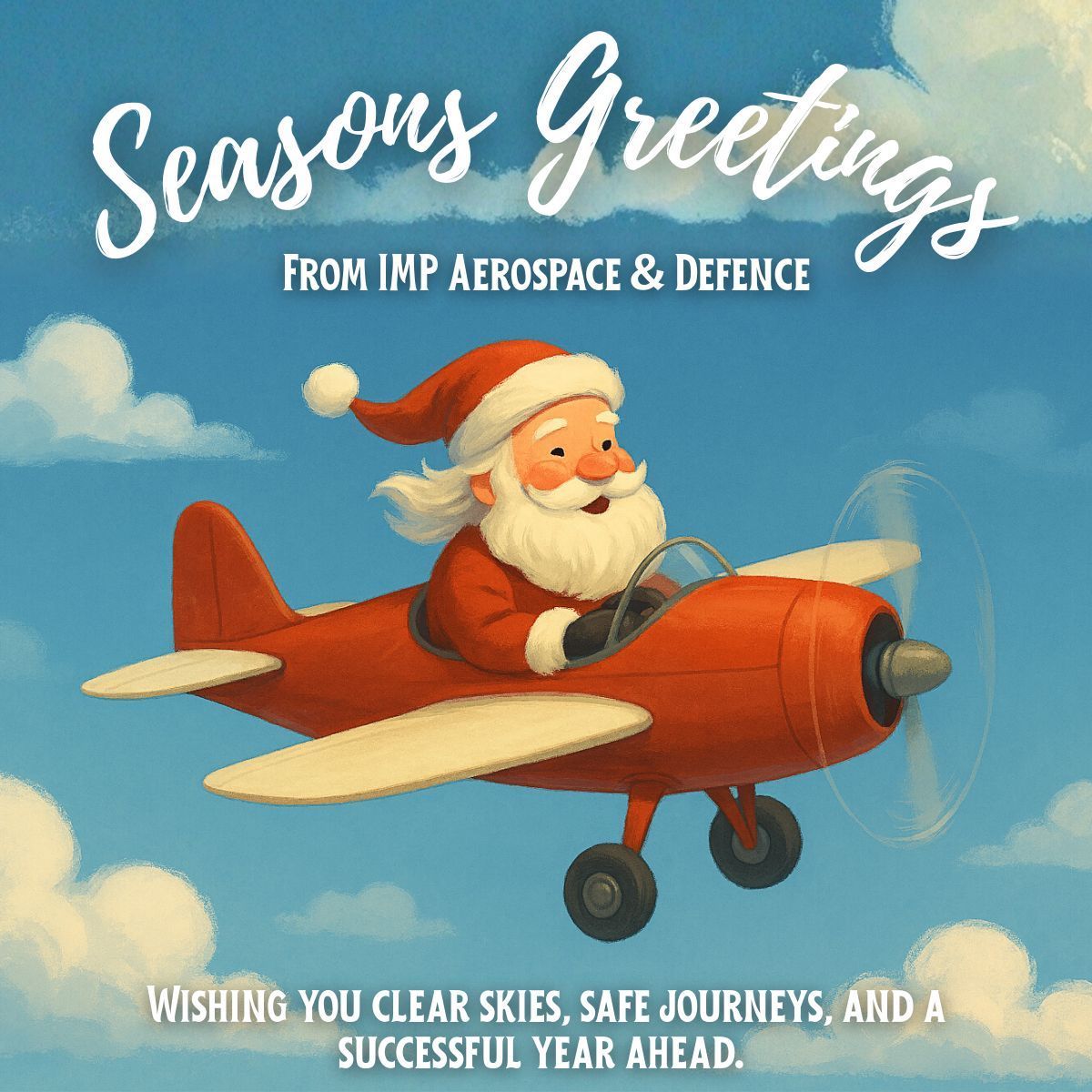 Santa traded his sleigh for wings! ✈️ 
From all of us at IMP Aerospace &amp; Defence, we wish you joy, peace, clear skies and smooth landings this holiday season!
