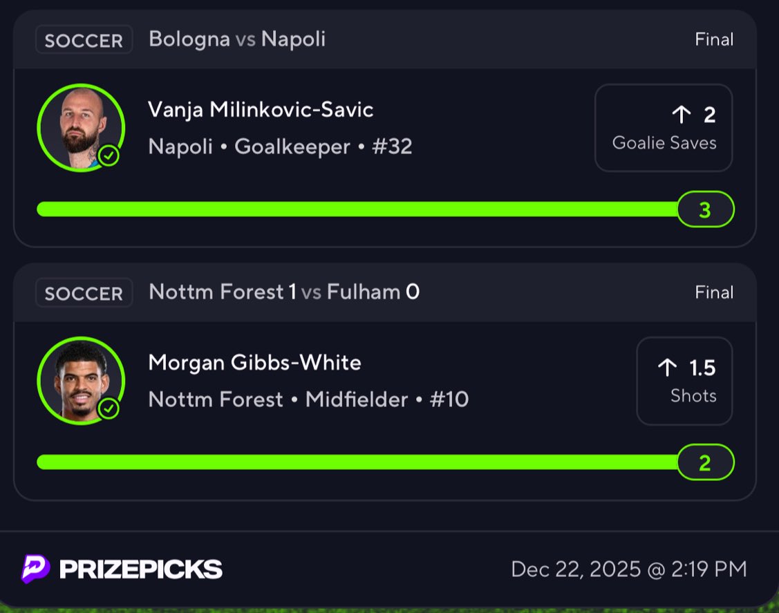 DONZPICKS's tweet image. CASH IT ✅🍀

Afternoon Footy ⚽️🥅

FREE DISCORD 👇🏽

discord.gg/Zsj84YhNM

#Fanatics | #PrizePicks | #DFS | #PlayerProps | #Bet365 | #Gambling𝕏 | #Fanduel| #Footy  | #PickOfTheDay | #ChalkBoard | #ChalkBoardHQ