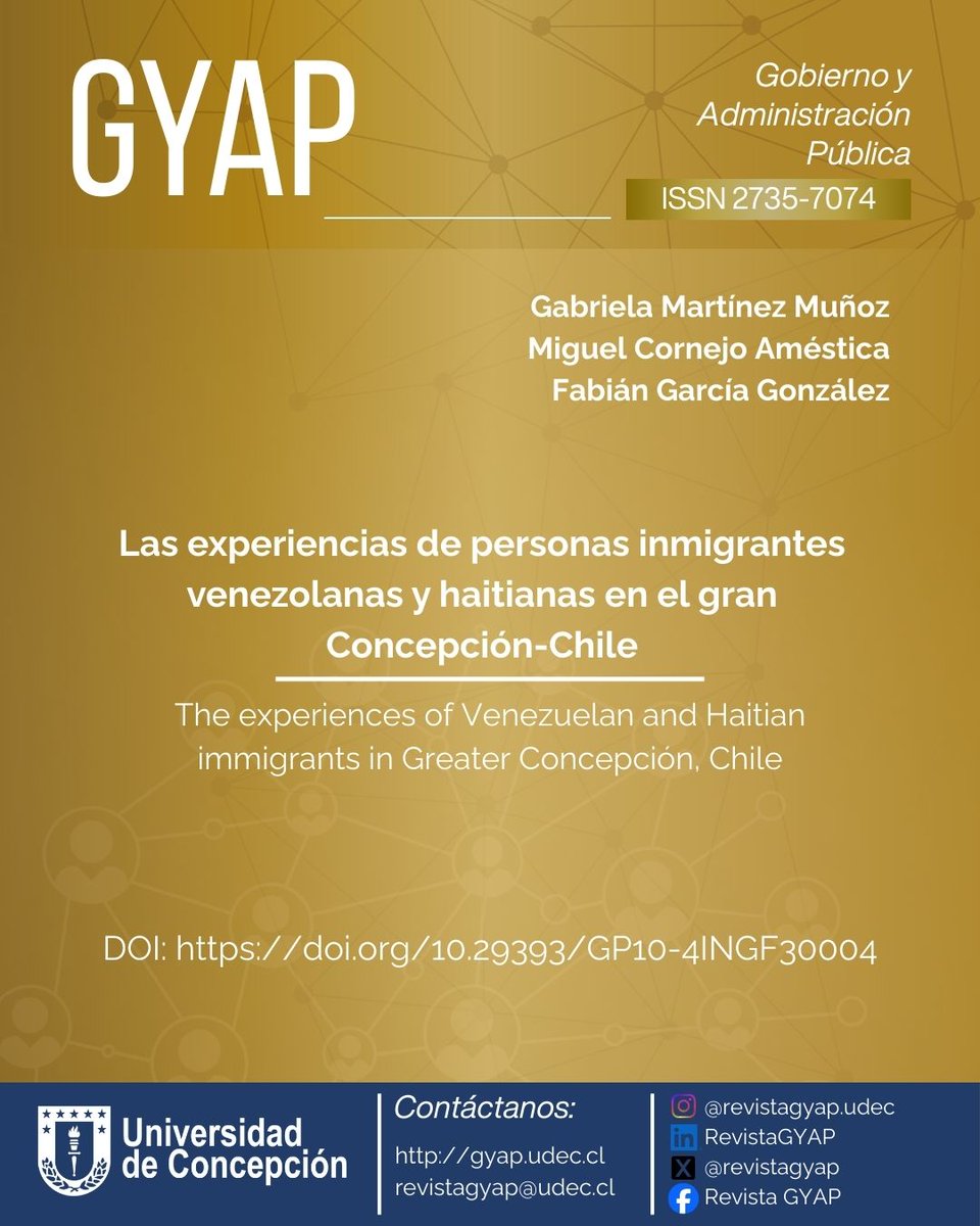 ¿Es igual migrar desde Venezuela que desde Haití? 🤔
Un estudio en el Gran Concepción revela las distintas barreras y experiencias de integración.
Conocimiento libre para una sociedad más inclusiva. 📄🔓
Lee el artículo aquí: doi.org/10.29393/GP10-…
​#OpenAccess #Inclusion
