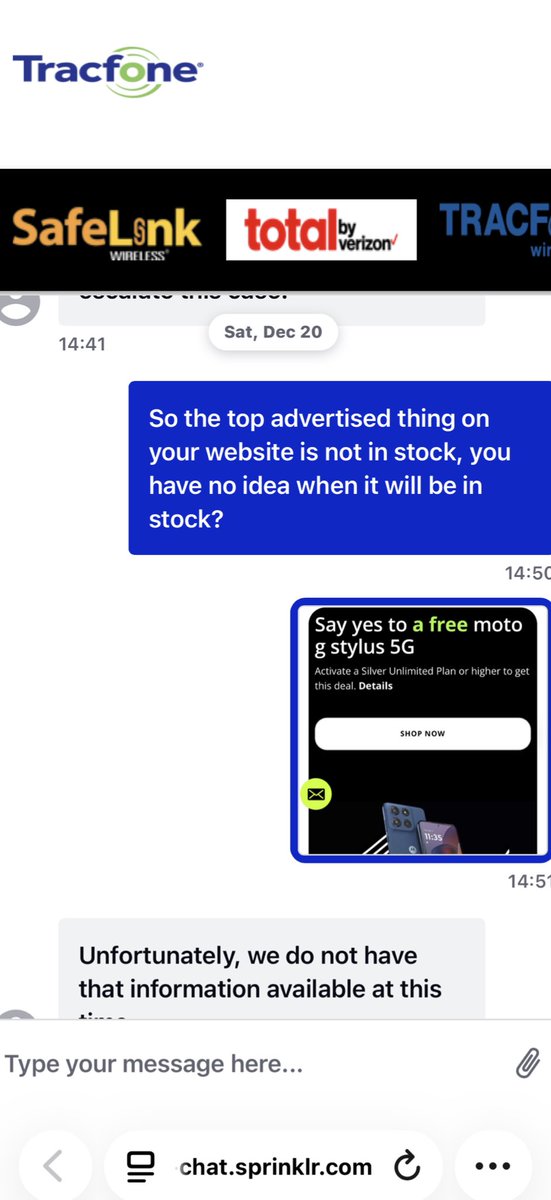 christophernAAL's tweet photo. @MyStraightTalk why are you advertising the Moto G Stylus 5G on your website when your customer service confirms that you don’t have any and you have no idea when you will get more. Is this a scam? https://t.co/bf0MiOiusk