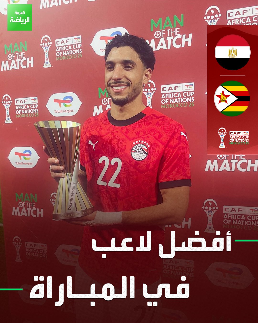 عمر مرموش يحصد جائزة رجل مباراة مصر وزيمبابوي في كأس إفريقيا 