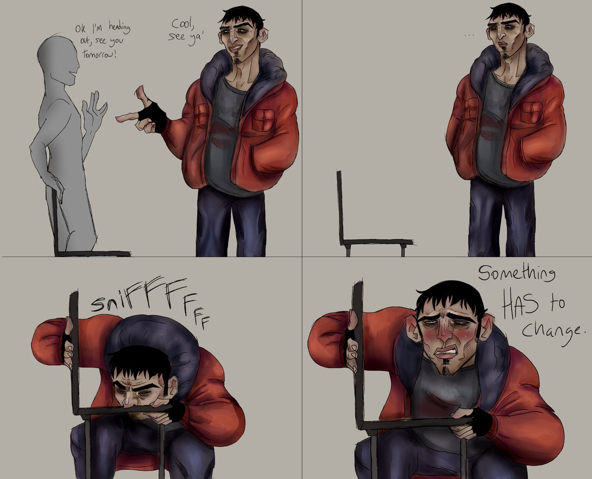 VileTheScum's tweet image. was streaming NMN to friend and someone made this joke and I had to draw it
Radek is a chair sniffer, it's canon