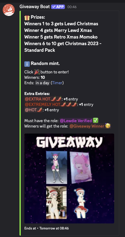 #LewdieClub members, we got a lil Xmas giveaway, 10 lucky winners will get some cool lewd art 😏