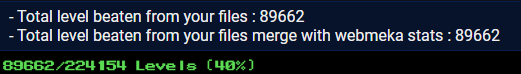 I OFFICIALLY BEAT 40% OF ALL OF <a href="/MegaManMaker/">Mega Man Maker</a> 

89,662 levels done. 
134,492 left.

(By this time next year, I will have 50% of the game finished.)