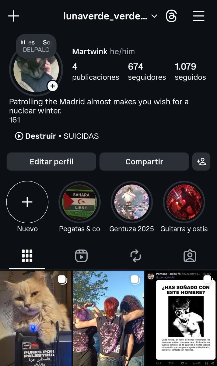 Como cada 2 meses desde hace algo de tiempo he subido un photodump a insta. (Me encanta hacer Gentuza Rewind)

Esa puta app va tan mal que esto es un nunca mas (Repetiré en 2 meses y me volvere a quejar)

Lo dejo aquí por si alguien no me sigue

instagram.com/lunaverde_verd…