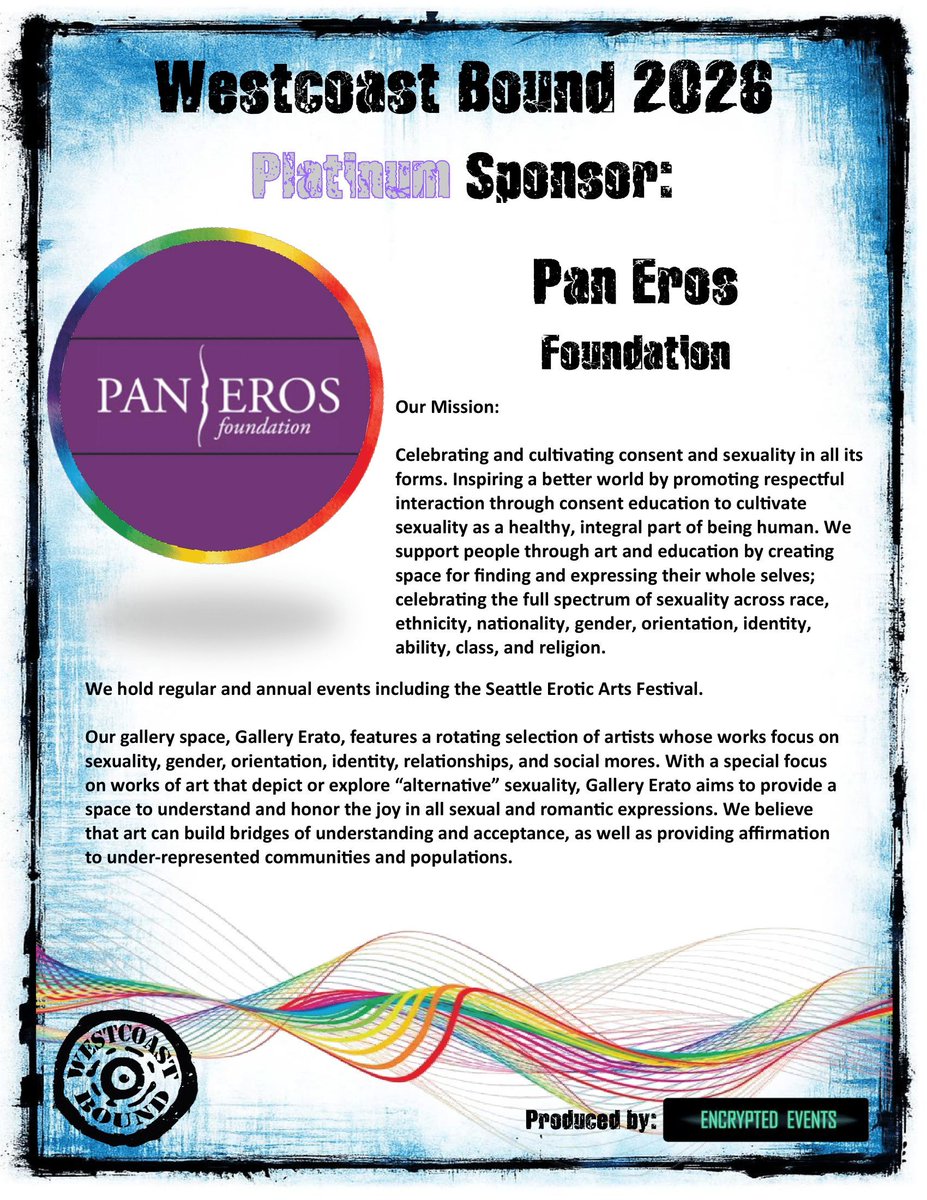 Today we are featuring Platinum Sponsor Pan Eros Foundation - be sure to have a look here: pan-eros.org #wcbound #encryptedevents