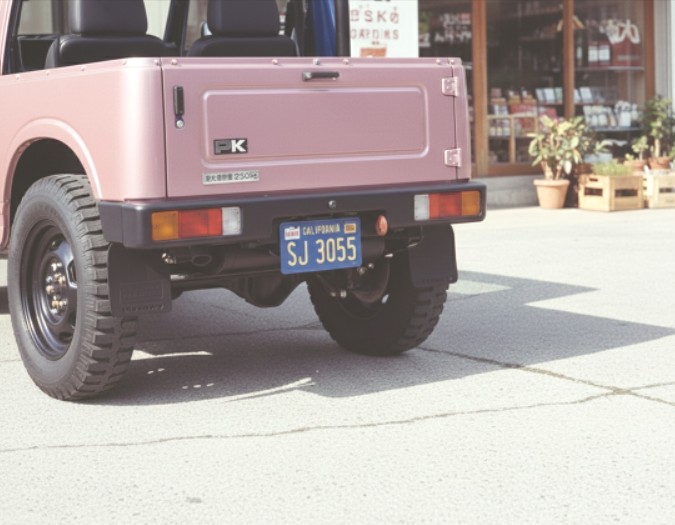 labo_jim's tweet image. あまり売れません(笑) JA11幌車用250kg積載量エンブレムの取付した感じをAIでイメージ化！
アルミ削り出しの質感、伝わりますかね？

250kg以外もあります。全12種の詳細はコチラで見れます✨
jimlabo.net/topic-5/5221/ 

#ジムニー #JA11 #JimLabo