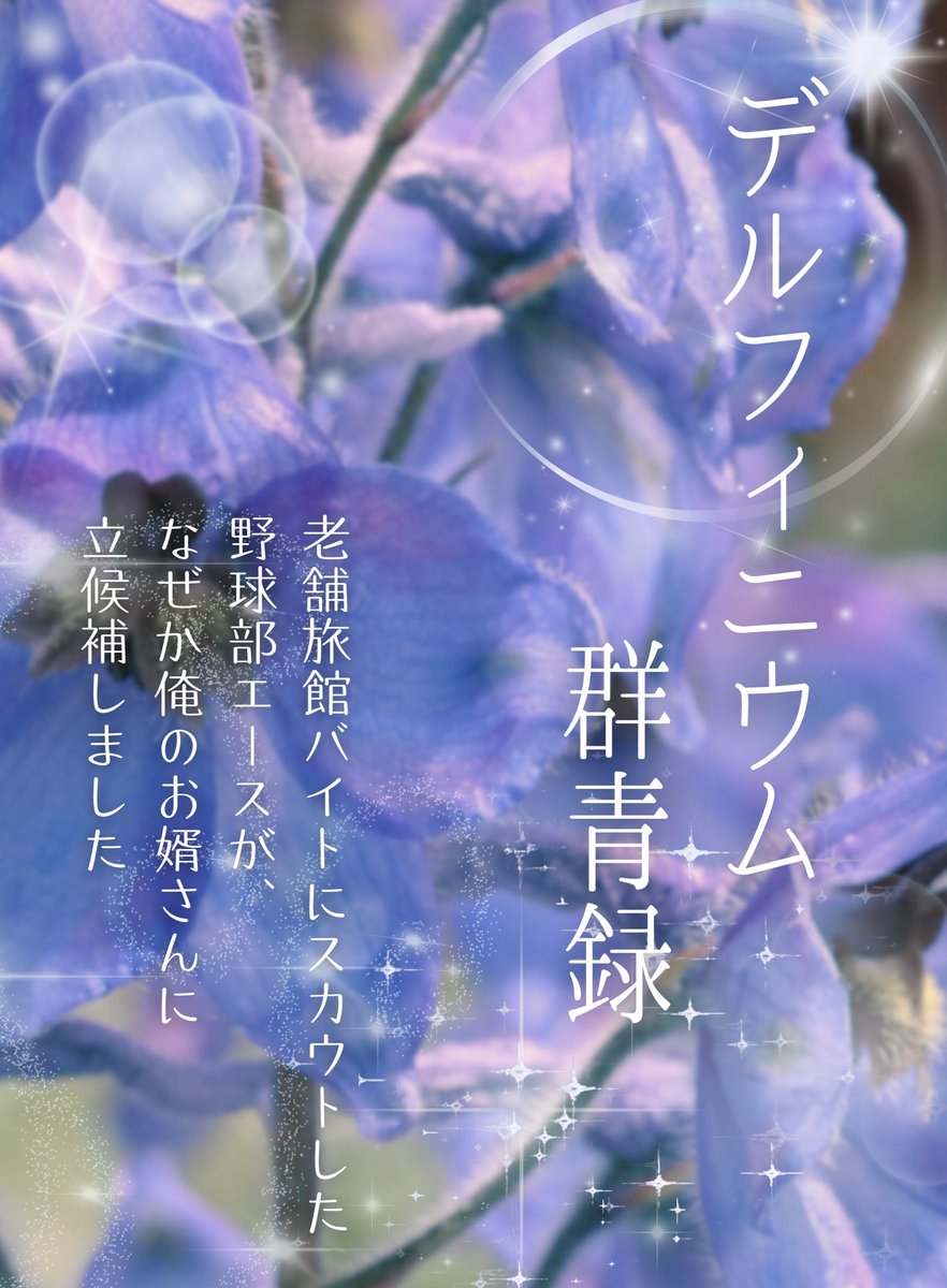 💙【新作宣伝】🩵
高校生青春BLです！リンクはツリーへ！
／
野球部エース×老舗温泉旅館の孫
＼
「デルフィニウム群青録 ―老舗旅館バイトにスカウトした野球部エースが、なぜか俺のお婿さんに立候補しましたー」

【舞台】
とある海近くの温泉街。