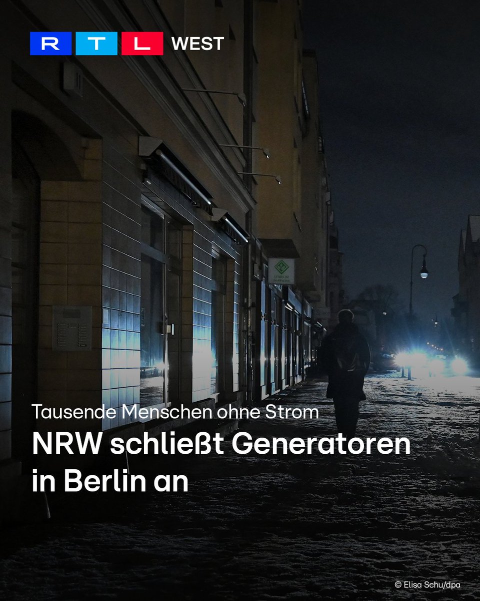 In #Berlin sind nach einem #Anschlag weiterhin tausende Menschen ohne #Strom. NRW hat jetzt fünf #Stromaggregate samt Personal in die Bundeshauptstadt gebracht und angeschlossen. Sie sollen vor allem Pflegeeinrichtungen mit Strom versorgen. Grund für den großflächigen #Ausfall
