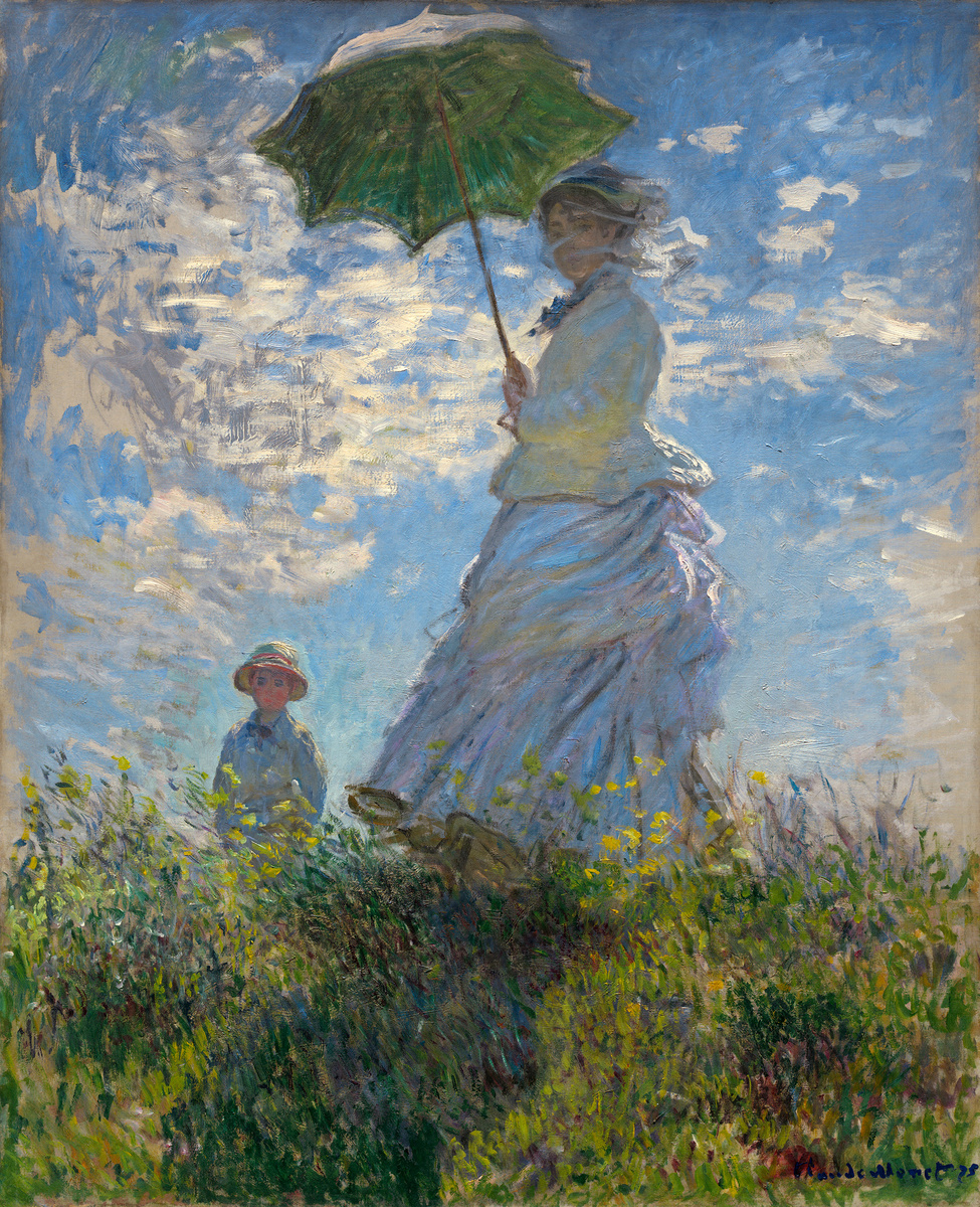artistmonet's tweet image. The Promenade, Woman with a Parasol - 1875 #artbots #monet