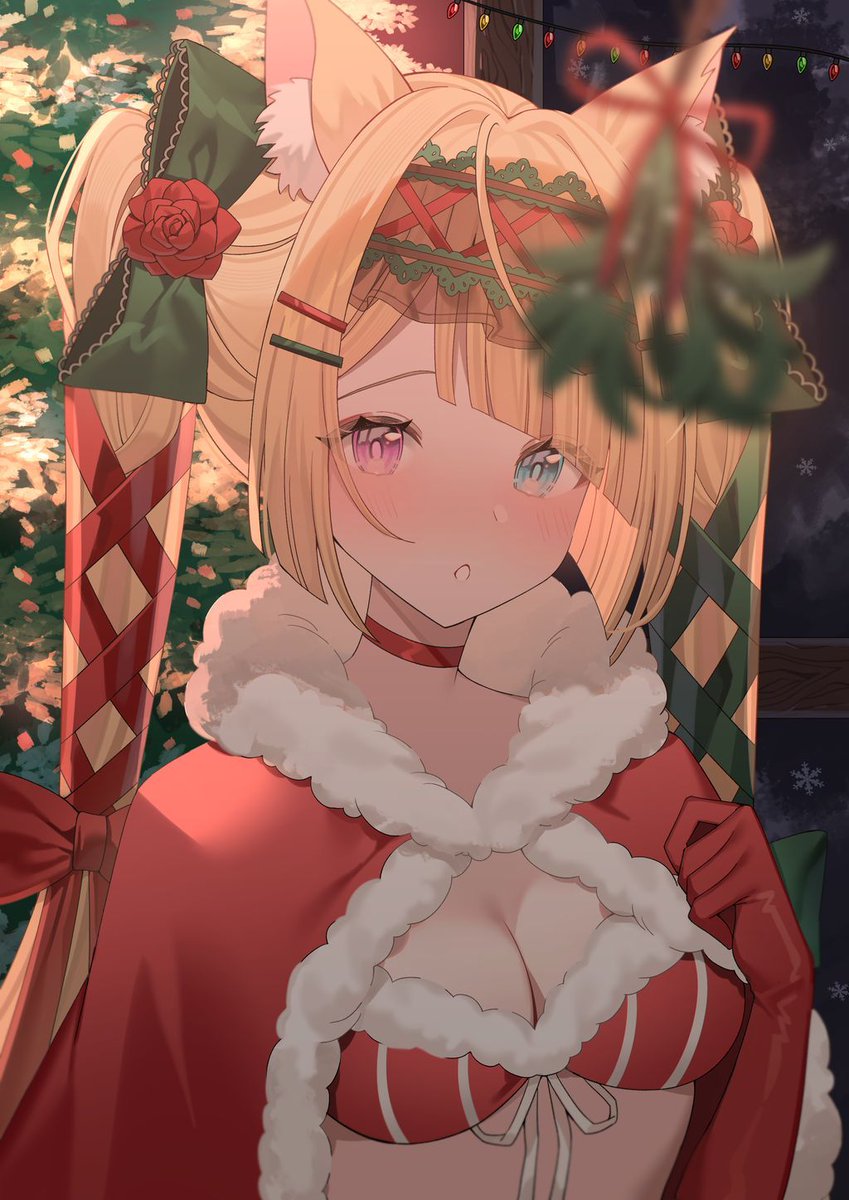 Cyphinya's tweet image. Holidays were so fun!! We even got to stand under the mistletoe together!~
#labcatart #cyphiholic 
art by @yxoria