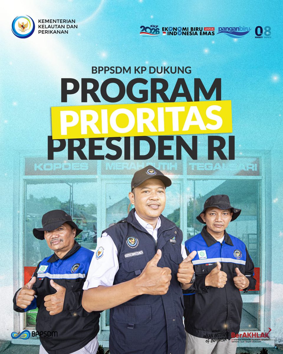 #SobatBahari, <a href="/bppsdm_kp/">BPPSDM KKP</a> mengambil peran strategis dalam mendukung Program Prioritas Presiden RI melalui penguatan #SDMKP yang kompeten, profesional, dan berdaya saing

#2026GrowStronger #KKPGOID #BPPSDMKP #SDMUnggul <a href="/kkpgoid/">KKP RI</a> <a href="/saktitrenggono/">Sakti Wahyu Trenggono</a> <a href="/in_radiarta/">INRadiarta</a>