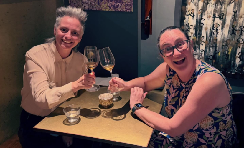 Here is abortionist Catherine Bateman with her "wife" Geraldine Hickey.

They're celebrating Bateman killing 300 babies in abortions.

This is evil and disgusting.