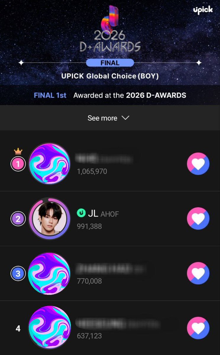JLVPTeam's tweet image. 📢 UPICK VOTING ALERT

Byeolbitdan/Starflares and JL stans - the voting for 2026 D-AWARDS UPICK GLOBAL CHOICE (BOY) FINAL is now officially open! 

Want JL to receive a trophy and have a speech at the 2026 D-Awards? Then, this is our time to give that to JL by winning the Upick…