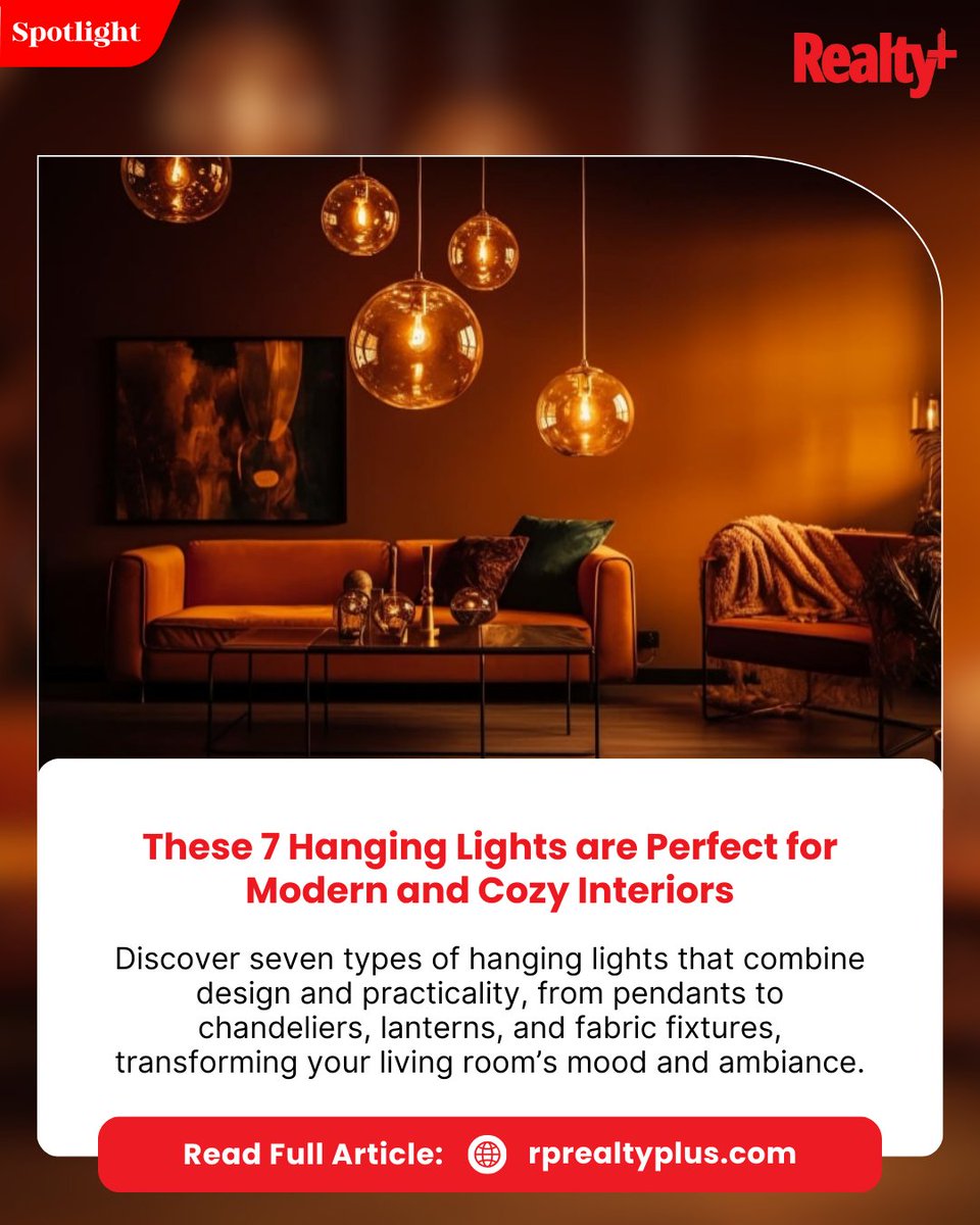 RPRealtyPlus's tweet image. From pendants to fabric fixtures, the right hanging lights can instantly transform mood, warmth and character in modern homes.

Read more: rprealtyplus.com/news-views/the…

#InteriorDesign #LightingTrends #HomeDecor #ModernInteriors #DesignInspiration #LivingRoomDesign