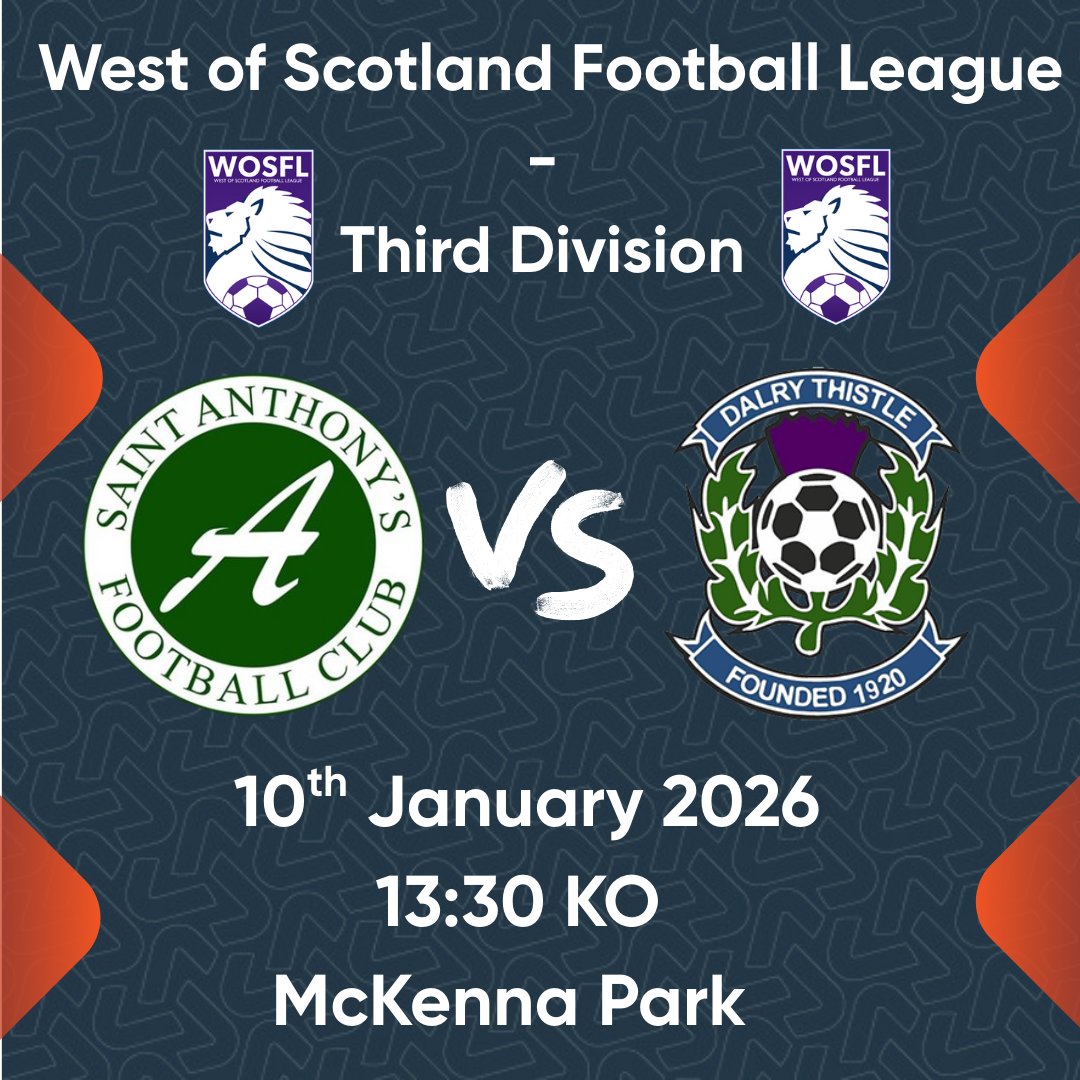 vsnsport's tweet image. We are back for 2026 and we are kicking off this year with a wee visit to the @OfficialWoSFL League 3 (weather permitting)

⚽️ @SaintAnthonysFC vs @DalryThistle 
📍 McKenna Park, Govan
⏲️ 13.30 KO 
🍾 Presented by Gaz

Remember Where's Gaz 👀📸🛻

📷#vsnsport #fueledbyvsn