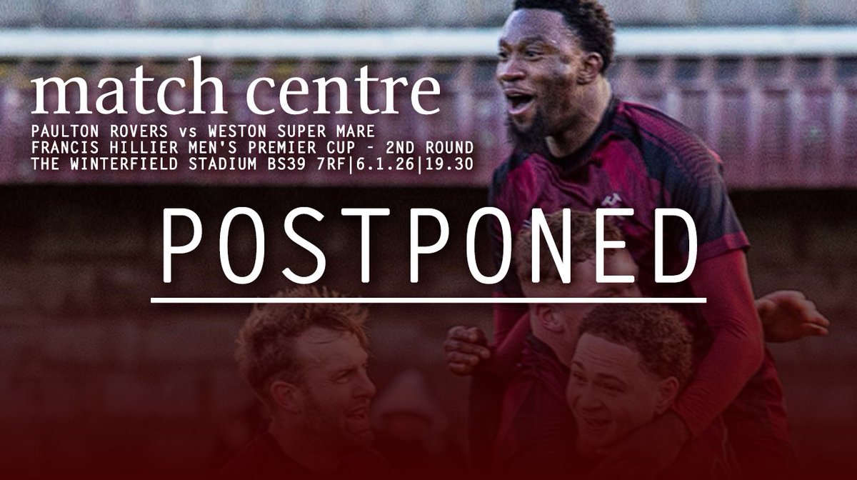 PaultonRoversFC's tweet image. ❌Unfortunately, tonight's match with @WSM_AFCOfficial has been postposed due to a frozen pitch. A date of Tuesday 20th January has been pencilled in for the game to take place but this is subject to confirmation.

@swsportsnews @Postponedgame23
